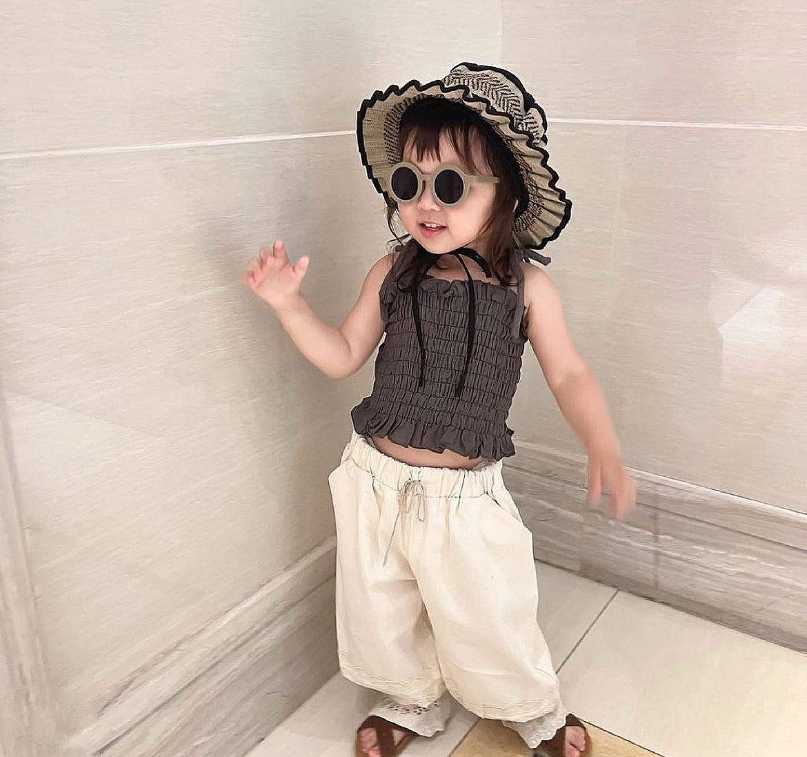 Lorna murray儿童可折叠编织短帽檐遮阳草帽