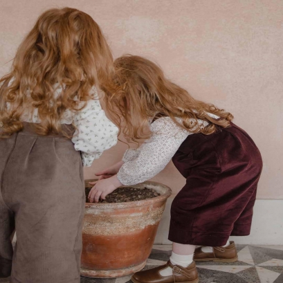 秋冬新品 | 土耳其minimom高档童装女童灯芯绒酒红色可调节吊带裤